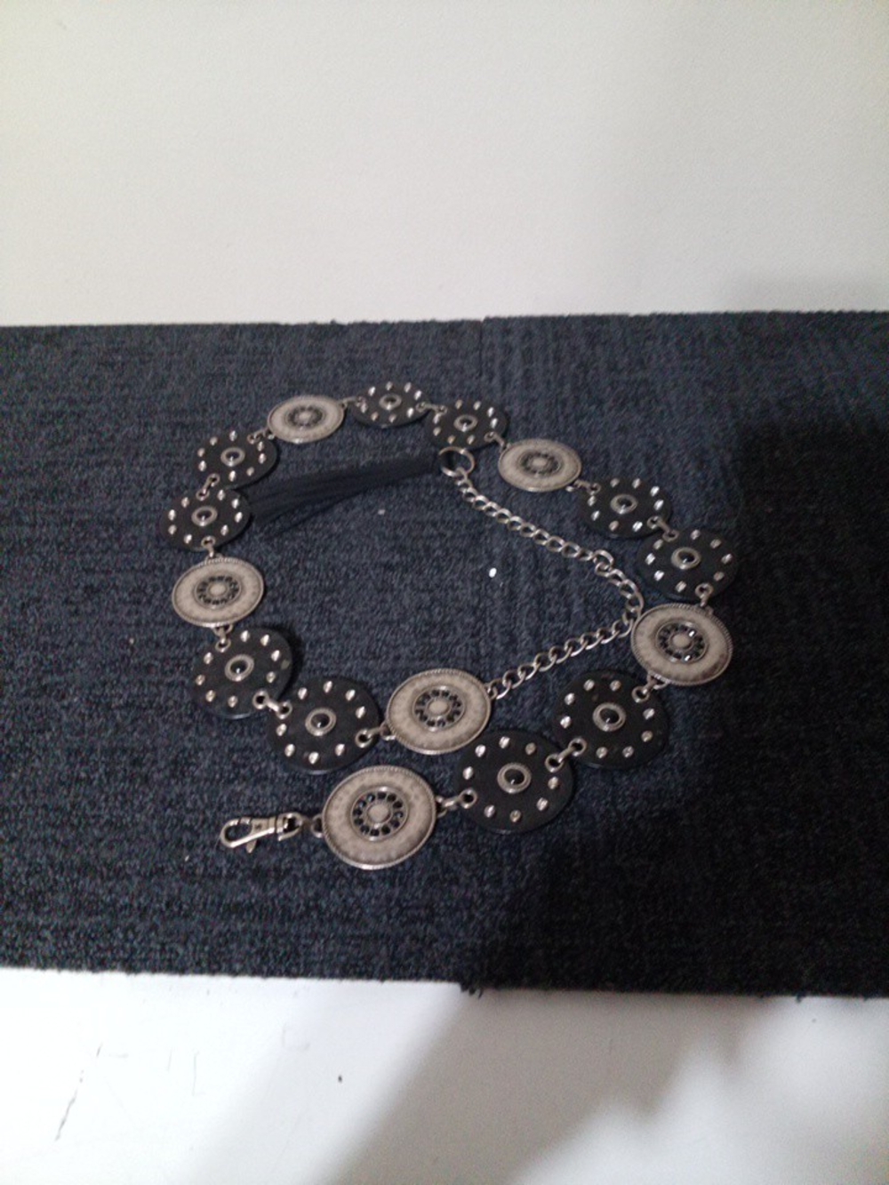 Black and Silver Western-Inspired Circle Link Belt
